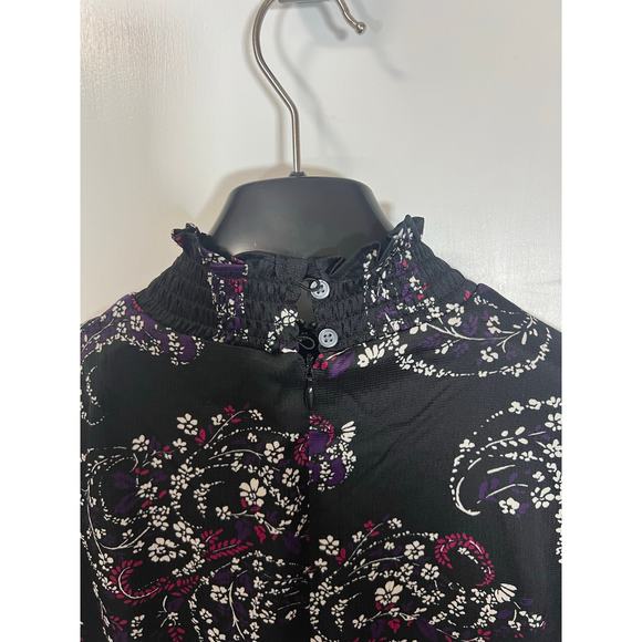 NEW Loft Womens Paisley Smocked‎ Flare Long Sleeve Dress Size 4 Small Spring - Picture 9 of 11